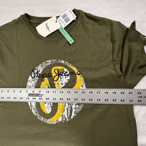 Pepe Jeans London Slim Fit Mens Olive Green Graphic T-Shirt XL Cotton Casual New - Picture 5 of 8